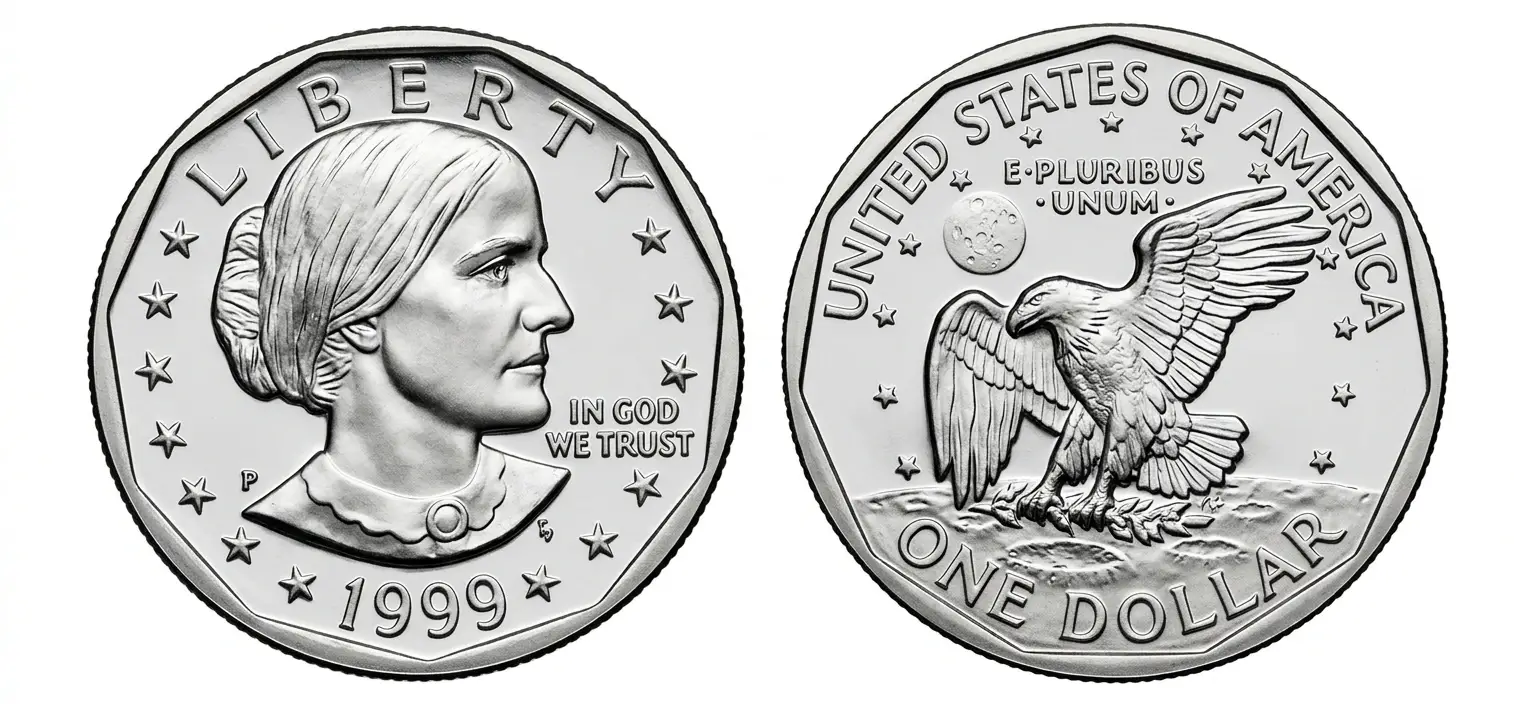 1999 silver dollar coin close-up